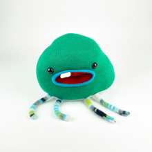 Load image into Gallery viewer, Warble the green plush friendly monster
