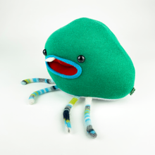 Load image into Gallery viewer, Warble the green plush friendly monster
