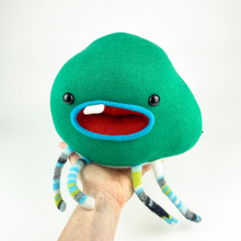 Load image into Gallery viewer, Warble the green plush friendly monster
