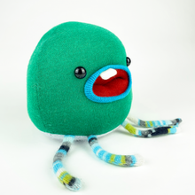 Load image into Gallery viewer, Warble the green plush friendly monster
