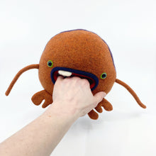 Load image into Gallery viewer, Gobbles the plush upcycled wool sweater creature
